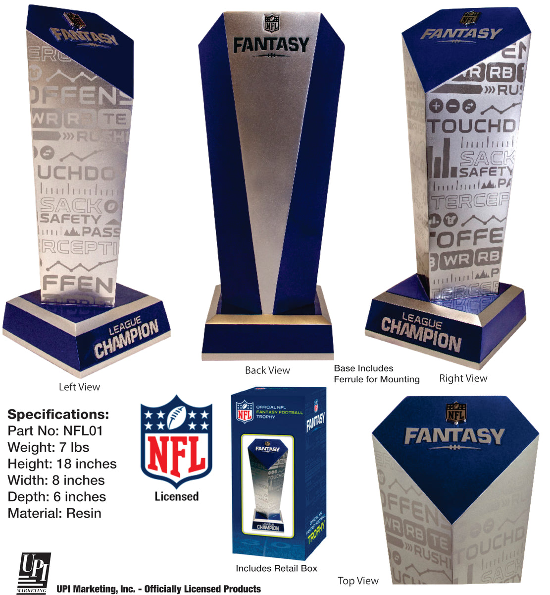 18 NFL Fantasy Football Trophy - Available Feb 2021 - Advantage Awards and  Engraving